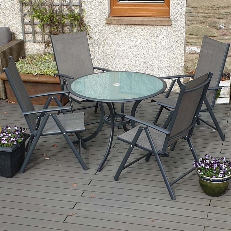 Napoli 4 Garden Furniture Set From, Glass Top Garden Table And 4 Chairs