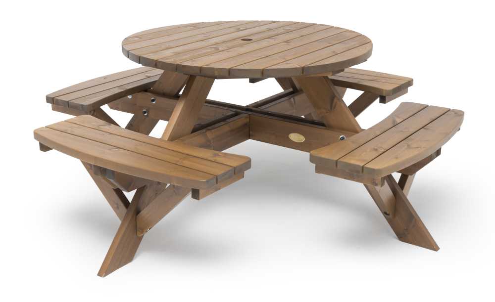 Auckland 8 Round Picnic Table, Round Wooden Picnic Tables Uk
