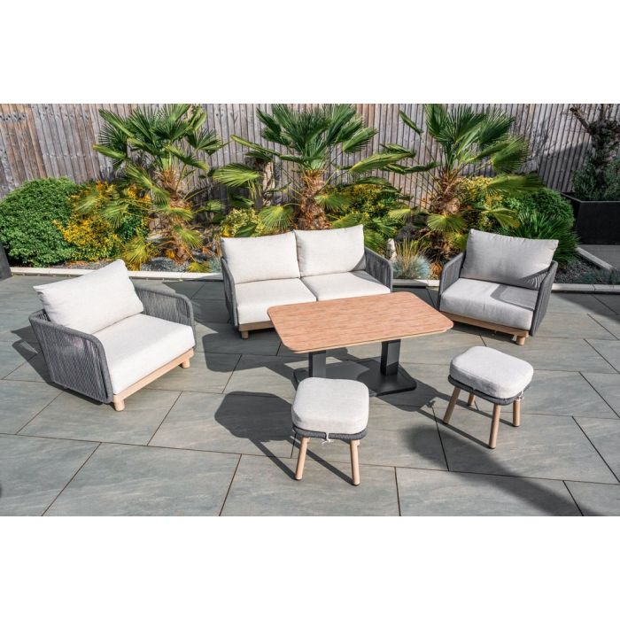 Buxton Rope Weave Lounge Set with High Table and 2 Stools