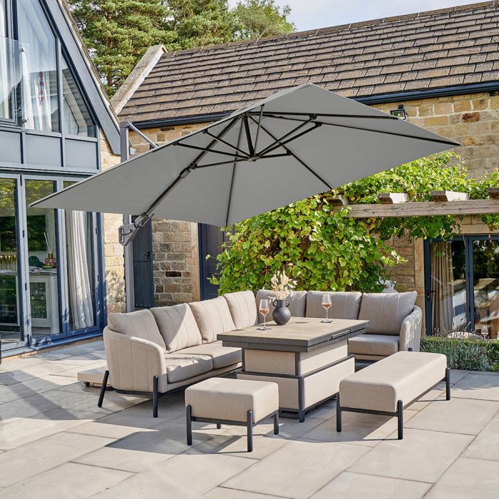 Platinum Premium Challenger T2  Cantilever Parasol 300x300x265cm. Manhattan Grey Canopy 