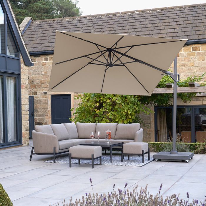Platinum Voyager T2 Cantilever Parasol 270x270x248cm. Champagne Canopy 