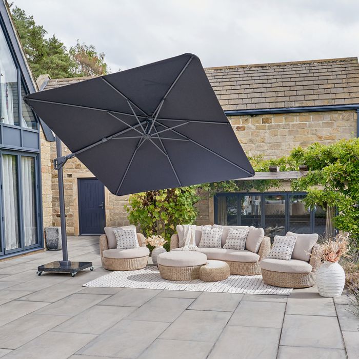 Platinum Nexus T2 Premium Cantilever Parasol W300xD300xH257cm. Faded Black Canopy
