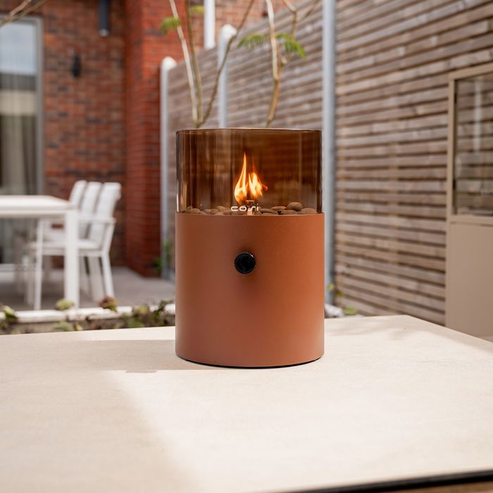 Cosiscoop XL Gas Fire Lantern - Mocha Brown / Smoked Glass