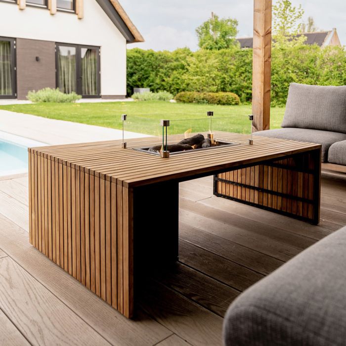Cosibridge 140 Teak Gas Fire Pit Table