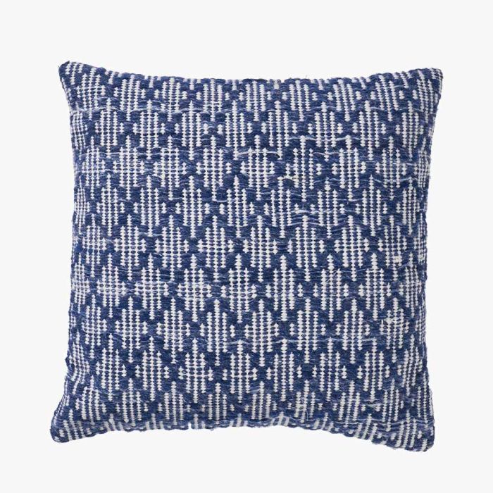 Outdoor Denim Blue and White Ikat Design Scatter Cushion