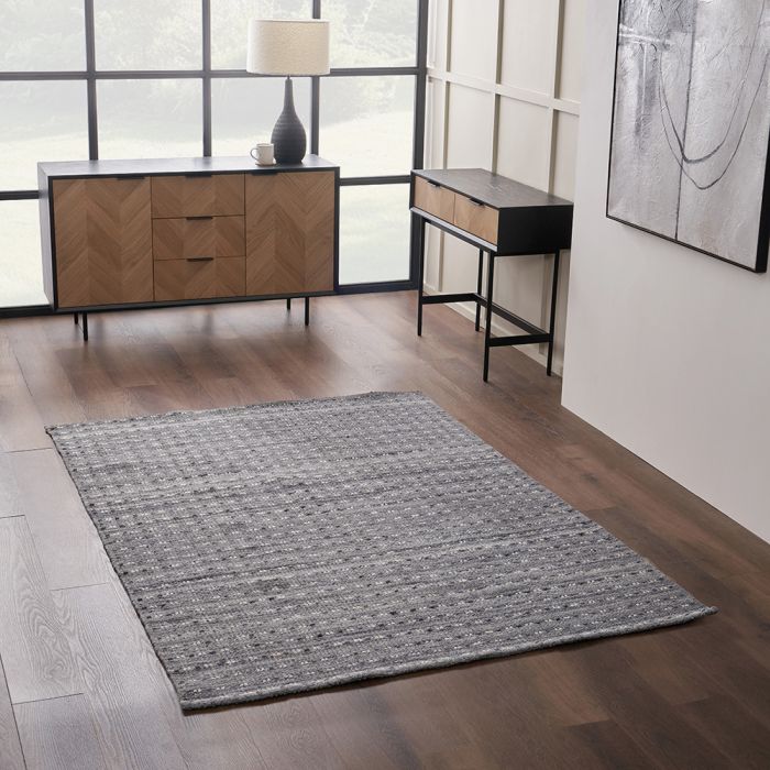 Outdoor Grey Double Stitch Design Rug