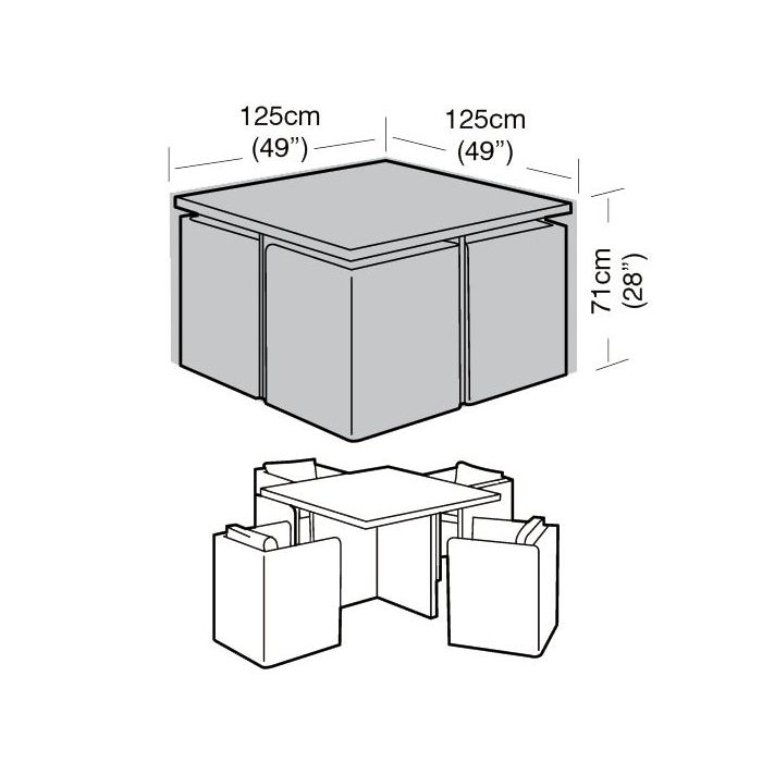 4 Seater Medium Cube Set Weather Cover 125x125x71cm 