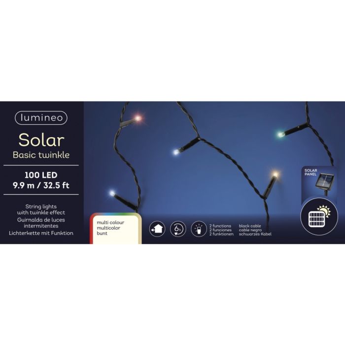 100 LED Outdoor Solar Twinkle Lights Multi Colour with 2 Functions