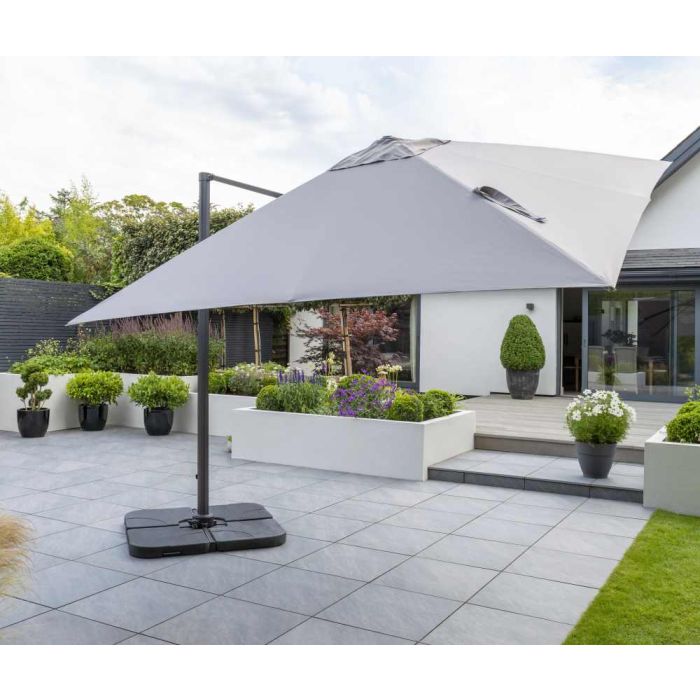 Royce Executive 300x300cm Cantilever Parasol. Soft Grey Canopy.
