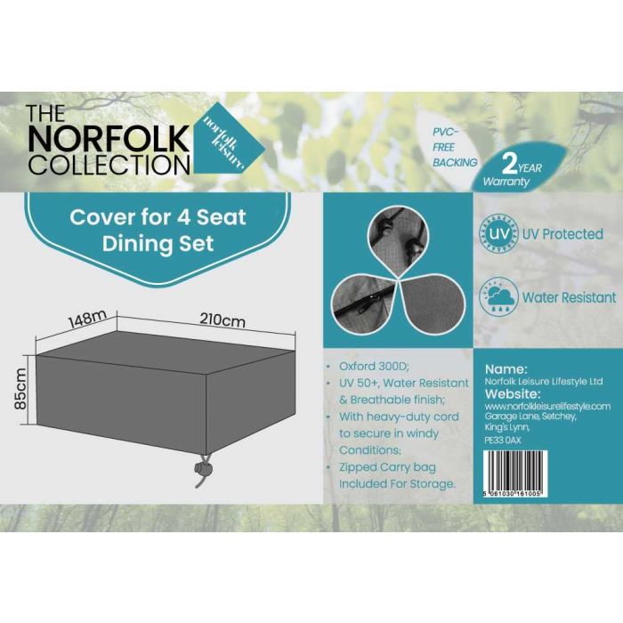4 Seat Dining Set Weather Cover - L180cm x W180cm x H85cm