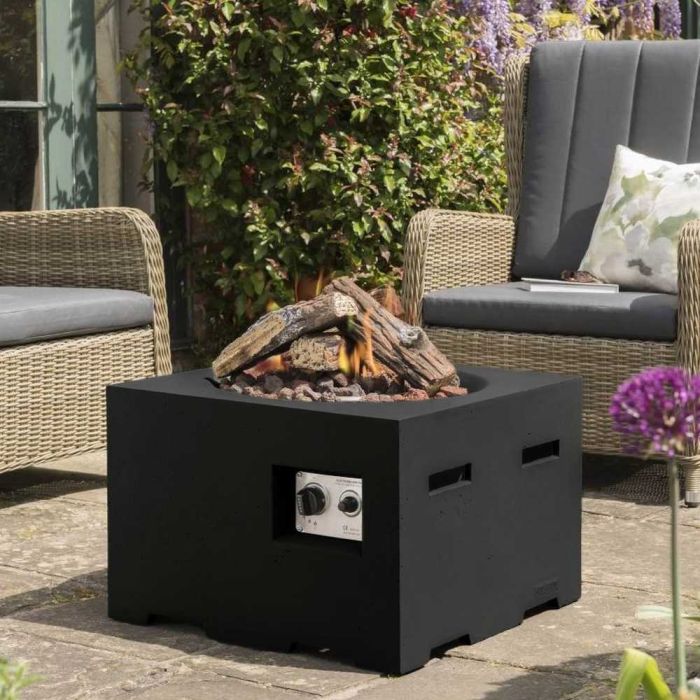 Happy Cocoon Small Square Gas Fire Pit - Black