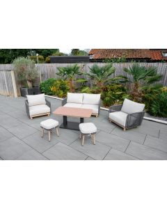 Buxton Rope Weave Lounge Set with High Table and 2 Stools