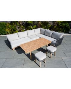 Buxton Rope Weave Corner Lounge Set with High Table and 2 Stools