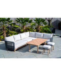 Buxton Rope Weave Corner Lounge Set with High Table and 2 Stools