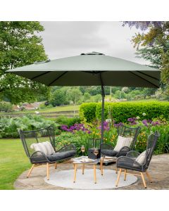 Platinum Challenger T2 Cantilever Parasol 300x300x265cm. Anthracite Frame. Olive Canopy