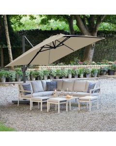 Platinum Premium Challenger T2 Glow Cantilever Parasol 300x300x265cm. Champagne Canopy 