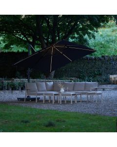 Platinum Premium Challenger T2 Glow Cantilever Parasol 300x300x265cm. Faded Black Canopy 