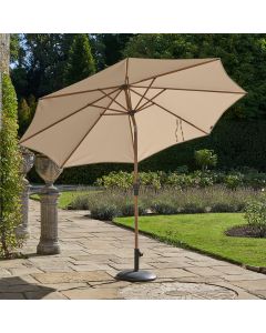 Platinum Riva 300cm Teak Look Round Champagne Parasol