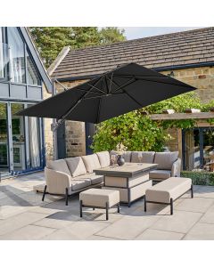 Platinum Premium Challenger T2  Cantilever Parasol 300x300x265cm. Faded Black Canopy 