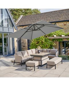 Platinum Premium Challenger T2  Cantilever Parasol 300x300x265cm. Manhattan Grey Canopy 