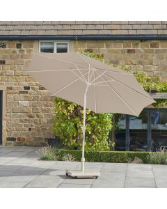 Platinum Riva 300cm Round Champagne Parasol. Sandstone Frame