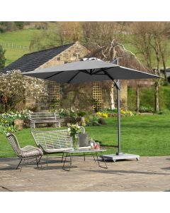 Platinum Voyager T1 Cantilever Parasol 300x200x241cm. Luna Grey Canopy 