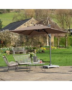 Platinum Voyager T1 Cantilever Parasol 300x200x241cm. Taupe Canopy 