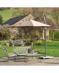 Platinum Voyager T1 Cantilever Parasol 300cm Round.  Taupe Canopy 