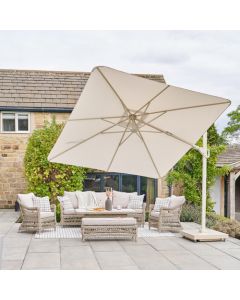 Platinum Nexus T2 Premium Cantilever Parasol W300xD300xH257cm. Champagne Canopy