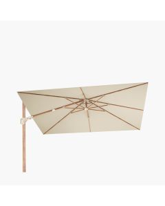 Platinum Challenger Premium T2 Cantilever Parasol 350x260x264cm. Wood Look Aluminium Frame. Champagne Canopy 