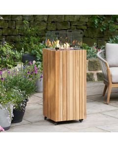 Cosipillar Teak Square High Gas Fire Pit