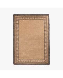 Indoor Outdoor Natural and Black Border Design Rug