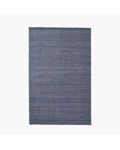 Outdoor Denim Blue and White Ikat Design Rug