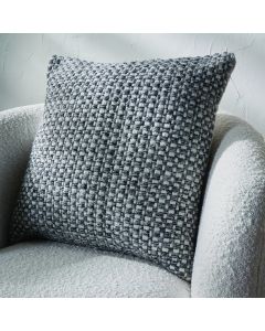 Outdoor Graphite and White Basket Weave Design Scatter Cushion