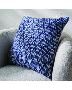 Outdoor Denim Blue and White Ikat Design Scatter Cushion