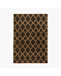 Indoor Outdoor Natural and Slate Grey Diamond Design Rug