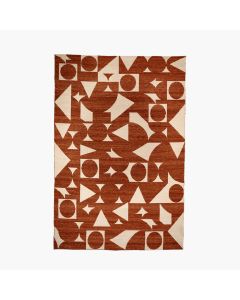 Outdoor Terracotta and Ivory  Geometric Design Rug Large