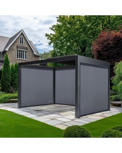 Abierto Gazebo Full Electric 3m x 4m inc LED complete with 2 x 3m and 1 x 4m Electric Blinds. Installation Included