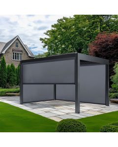 Abierto Gazebo Full Electric 3m x 4m inc LED complete with 2 x 4m and 1 x 3m Electric Blinds. Installation Included