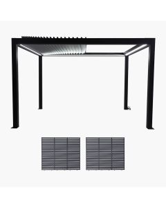 Abierto Gazebo Full Electric 3m x 4m inc LED complete with 2 x 3m Fixed Louvre Panels. Installation Included
