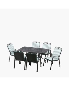 Savoy 6 Seat Set with Green Stripe Cushions