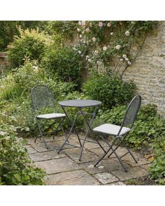Café Latte Balcony Folding 2 Seat Set with Grey Cushions