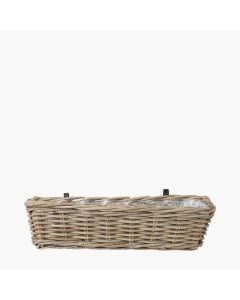 Indoor or Outdoor Grey Kubu Rattan Wall Hanging Trough - Large 