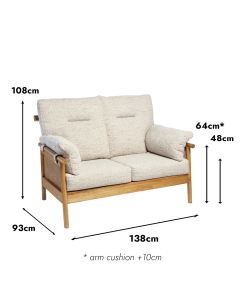 Mindi 2 Seat Sofa Light Oak
