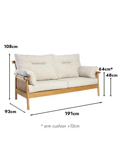 Mindi 3 Seat Sofa Light Oak
