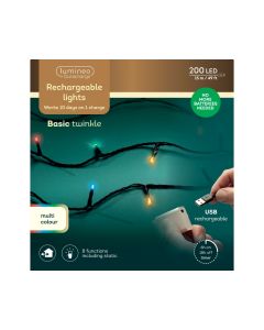 200 LED Outdoor Rechargeable Lights Multi Colour with 8 Functions