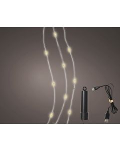 100 LED Outdoor Rechargeable Micro Twinkle Lights Warm White with 8 Functions