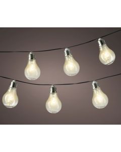 Solar Party Lights 10 Bulbs Warm White LED. Clear Bulb. Twinkle