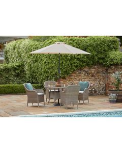 Monte Carlo Sand 4 Seat Dining Set with 2.5m Parasol
