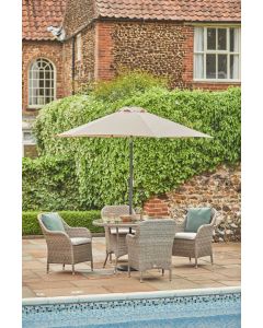 Monte Carlo Sand 4 Seat Dining Set with 2.5m Parasol